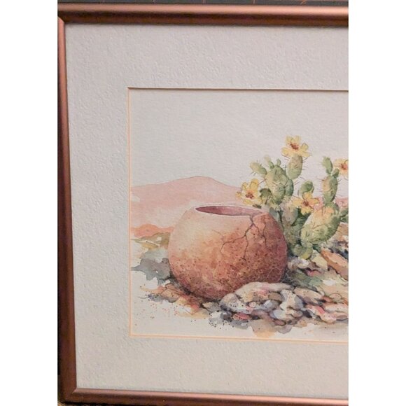 Watercolor Painting Signed By Faulkner With Copper Frame 10.5" X 8" - Picture 2 of 11